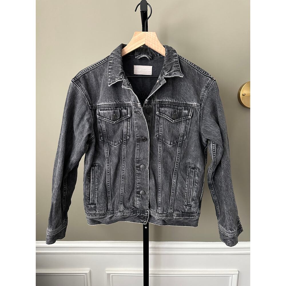 Everlane Washed Black Denim Jacket Small Womens - Picture 2 of 4